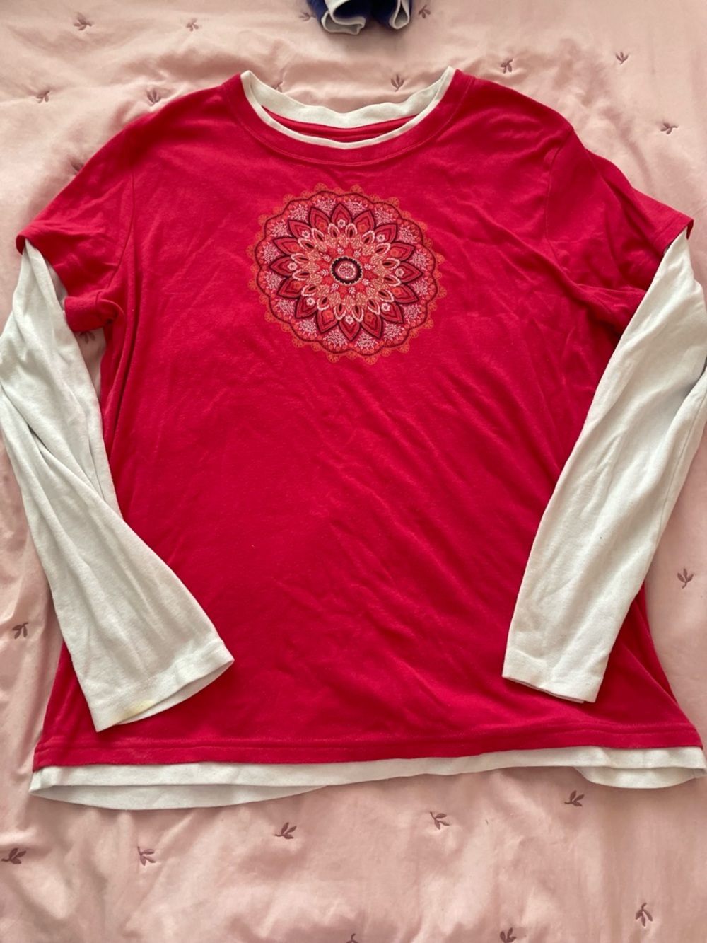 MADE FOR LIFE Dark Pink and White Long-Sleeve Top